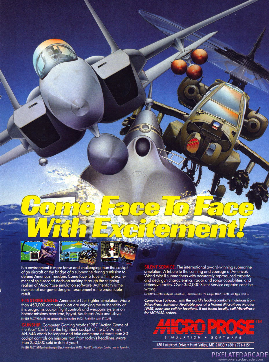 Silent Service Advertisement: MicroProse March 1988 magazine ad