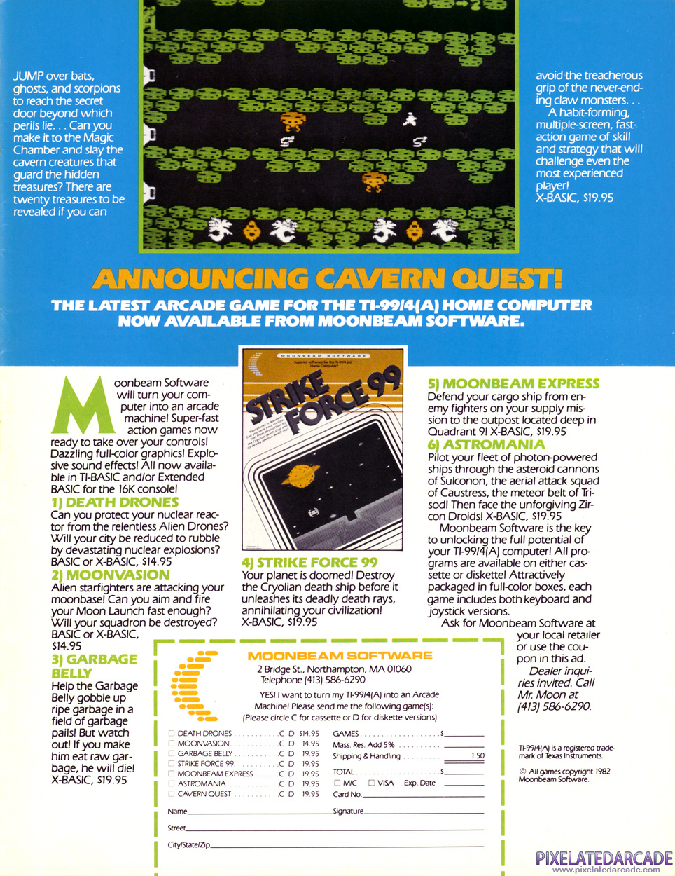 Moonvasion Advertisement: Moonbeam Software March 1983 magazine ad