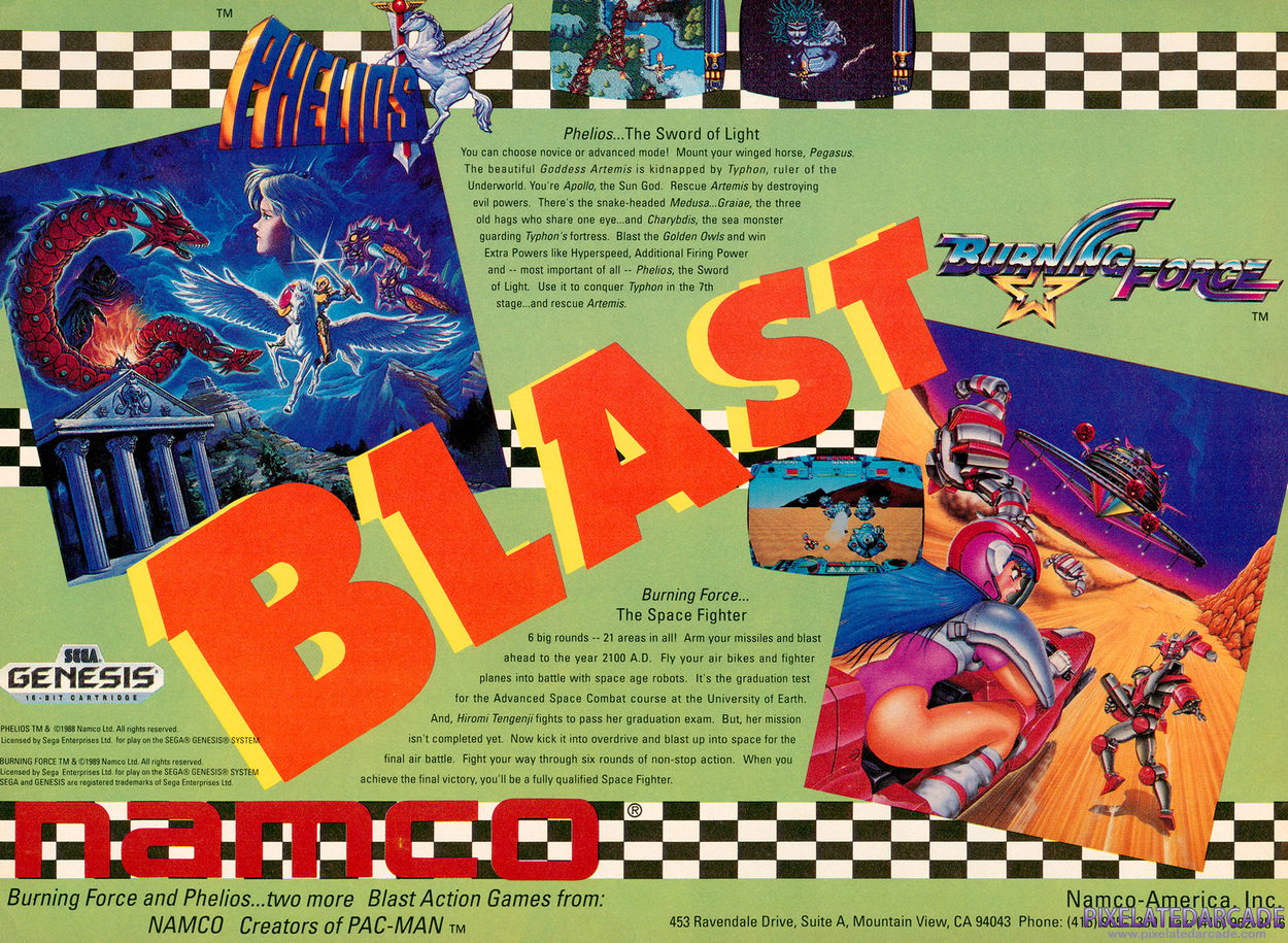 Burning Force Advertisement: Namco October 1990 magazine ad