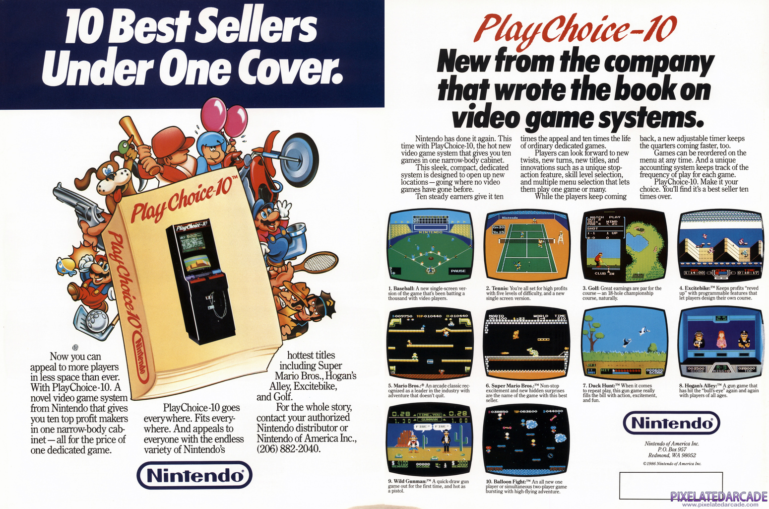 Mario Bros. Advertisement: Nintendo Playchoice 10 flyer (August 1986)