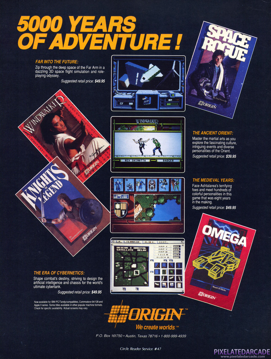 Knights of Legend Advertisement: Origin Systems June 1990 magazine ad