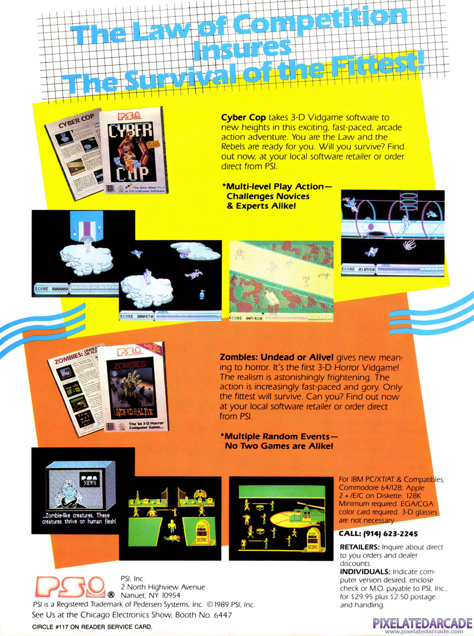 Cyber Cop Advertisement: PSI August 1989 magazine ad
