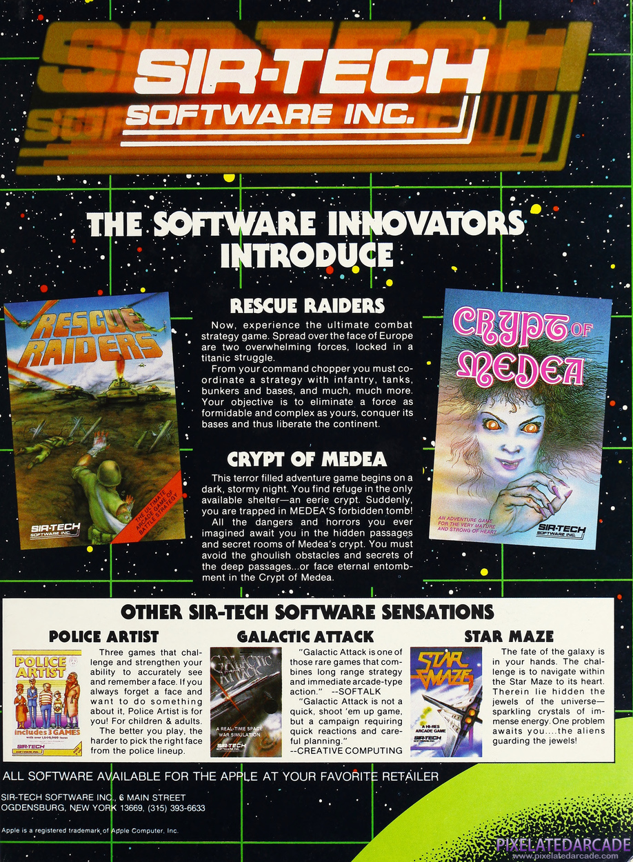 Star Maze Advertisement: Sir-Tech November 1983 magazine ad