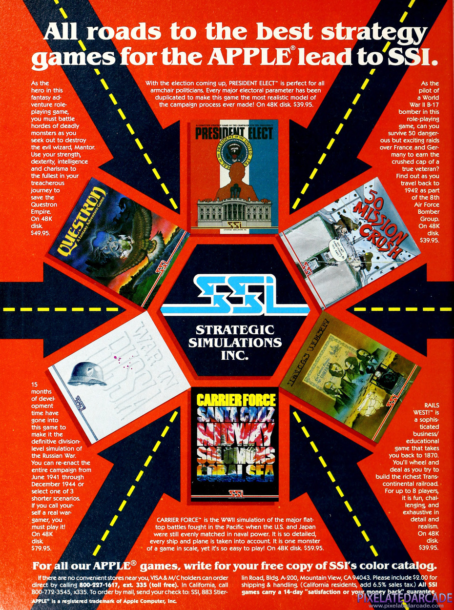 50 Mission Crush Advertisement: SSI June 1984 magazine ad