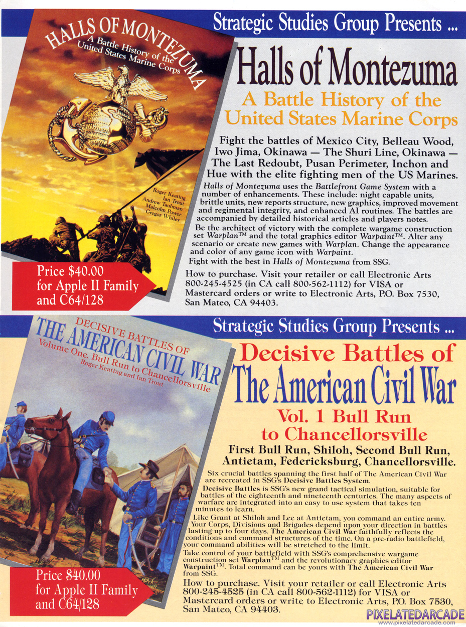 Halls of Montezuma: A Battle History of the United States Marine Corps Advertisement: Strategic Studies Group March 1988 magazine ad Halls of Montezuma: A Battle History of the United States Marine Corps Advertisement: Strategic Studies Group March 1988 magazine ad