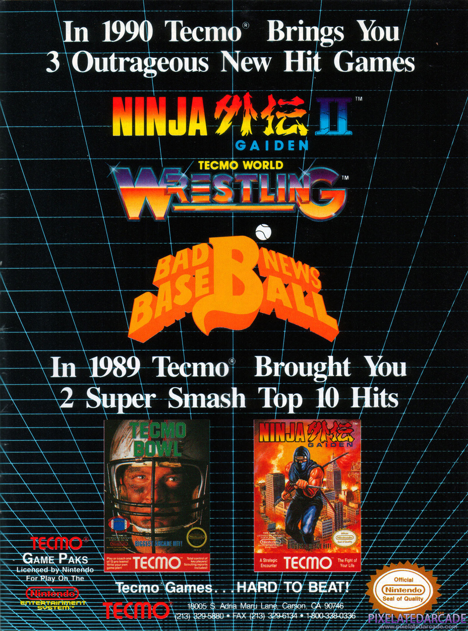 Tecmo, Ltd. Advertisement: Tecmo Ltd. March 1990 magazine ad