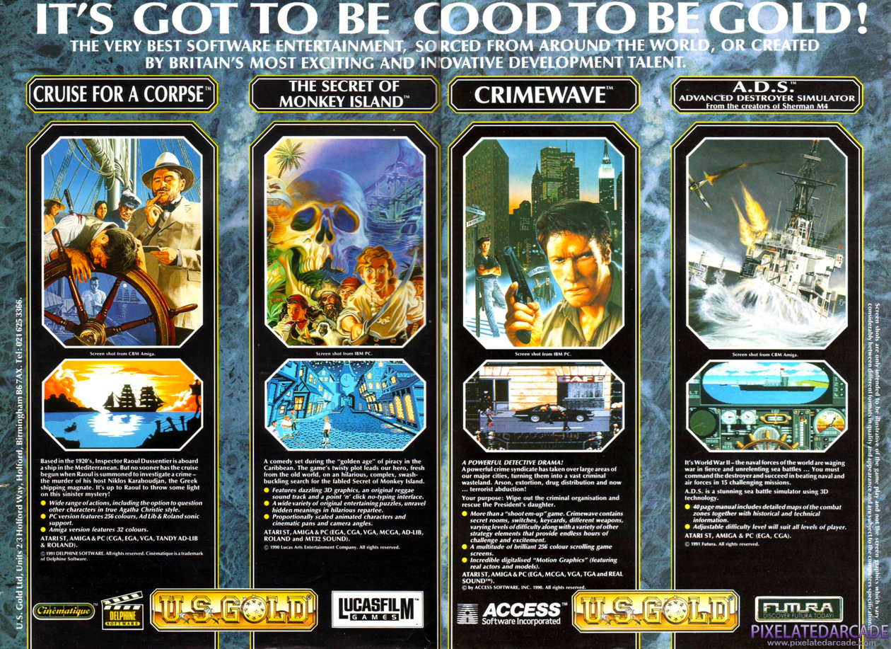 The Secret of Monkey Island Advertisement: U.S. Gold April 1991 magazine ad