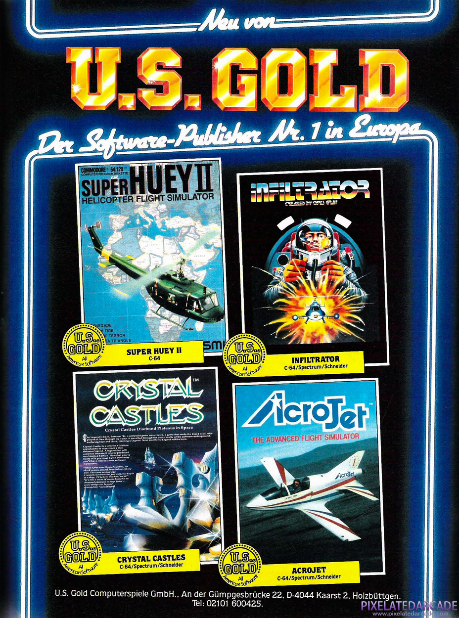 Crystal Castles Advertisement: U.S. Gold November/December 1986 magazine ad (German)