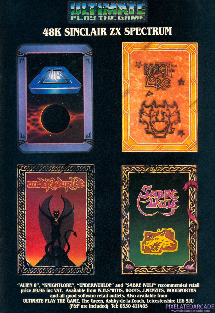 Knight Lore Advertisement: Ultimate Play the Game June 1985 magazine ad