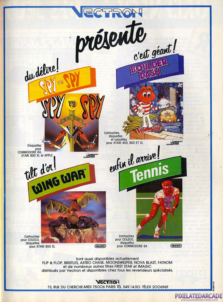 Boulder Dash Advertisement: Vectron December 1984 magazine ad (French)