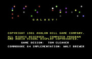 Galaxy for Commodore 64 - Title screen.