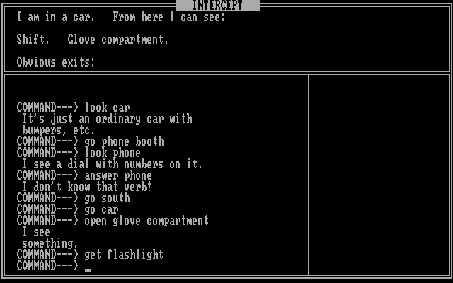 Intercept IBM PC/Compatibles Screenshot: Exploring the surroundings a bit.