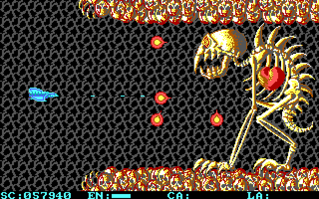 Menace IBM PC/Compatibles Screenshot: Shoot the heart to destroy the third boss.