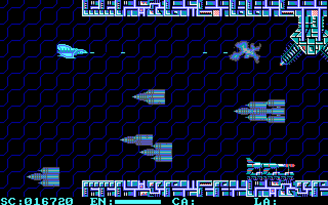 Menace IBM PC/Compatibles Screenshot: Shooting missiles.
