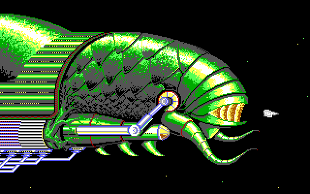 Menace IBM PC/Compatibles Screenshot: Game start; your ship is launched!