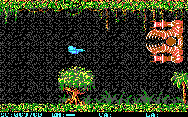 Menace IBM PC/Compatibles Screenshot: This giant ship takes a lot of firepower to destroy.