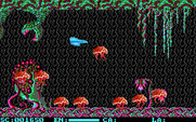 Menace for IBM PC/Compatibles - Jellyfish jump up from the bottom of the screen here.