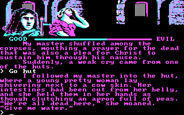 I, Damiano: The Wizard of Partestrada IBM PC/Compatibles Screenshot: A woman's last rites?