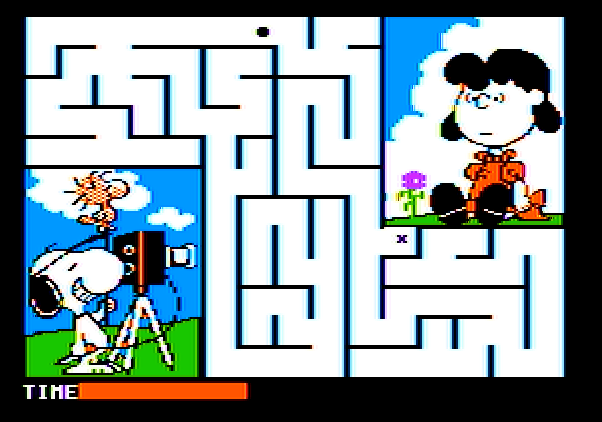 Peanuts Maze Marathon Apple II Screenshot: This time we're trying to help Snoopy...
