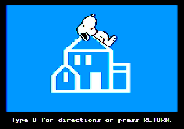 Peanuts Maze Marathon Apple II Screenshot: Random House logo; need to view the game instructions?