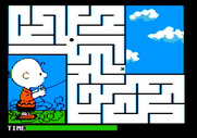 Peanuts Maze Marathon for Apple II - The green bar at the bottom indicates how much time you have.