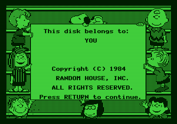 Peanuts Maze Marathon Apple II Screenshot: Loading screen.