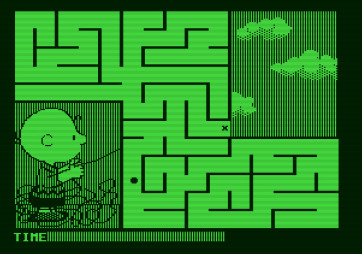 Peanuts Maze Marathon for Apple II - The bar at the bottom of the screen indicates your remaining time.