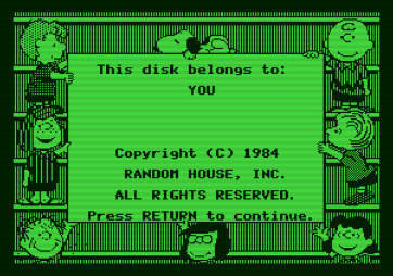 Peanuts Maze Marathon for Apple II - Loading screen.