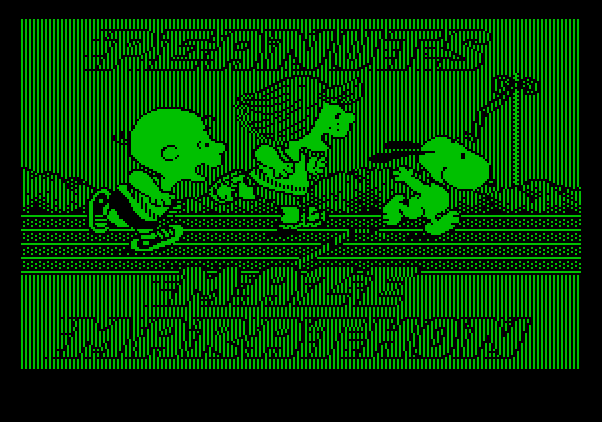 Peanuts Maze Marathon Apple II Screenshot: Title screen.