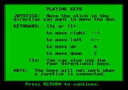 Peanuts Maze Marathon for Apple II - The first screen of game instructions.