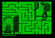 Peanuts Maze Marathon for Apple II - Guide the dot towards the X at the end of the maze.