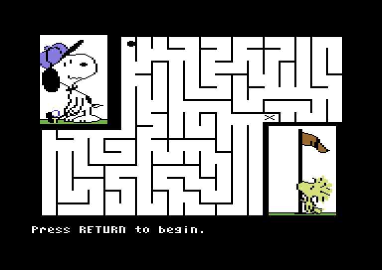 Peanuts Maze Marathon Commodore 64 Screenshot: Time for some golf...
