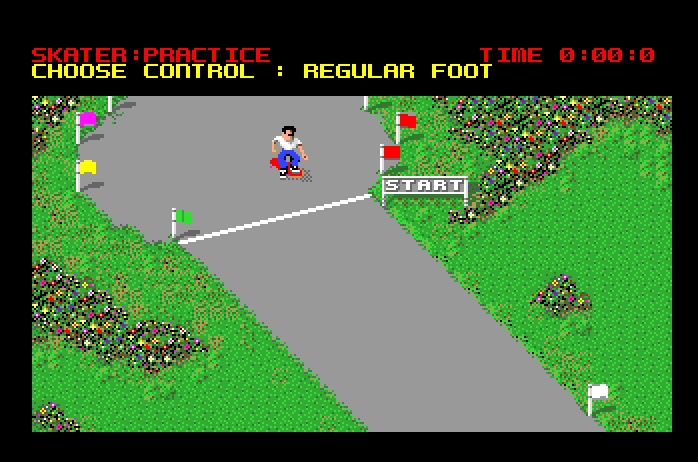 Skate or Die Apple IIgs Screenshot: Start of a race.