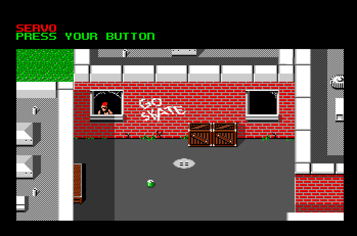 Skate or Die Apple IIgs Screenshot: Press button to continue...