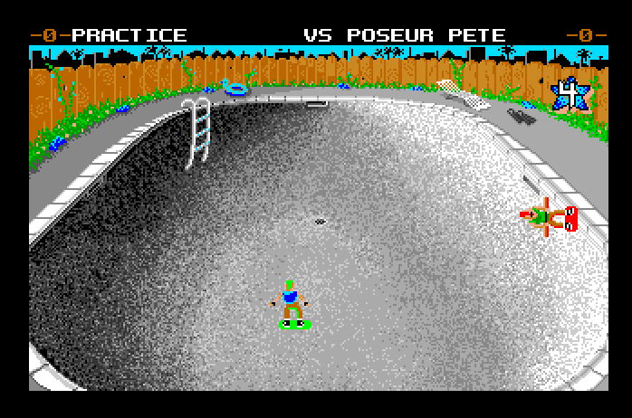 Skate or Die Apple IIgs Screenshot: The jousting event.