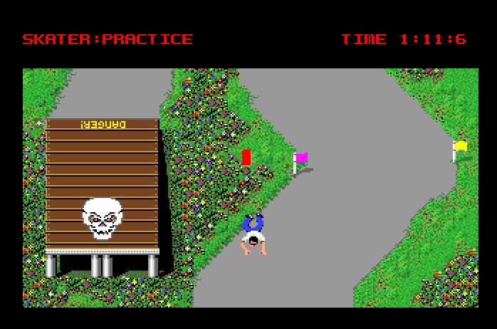 Skate or Die Apple IIgs Screenshot: Oof, I crashed!