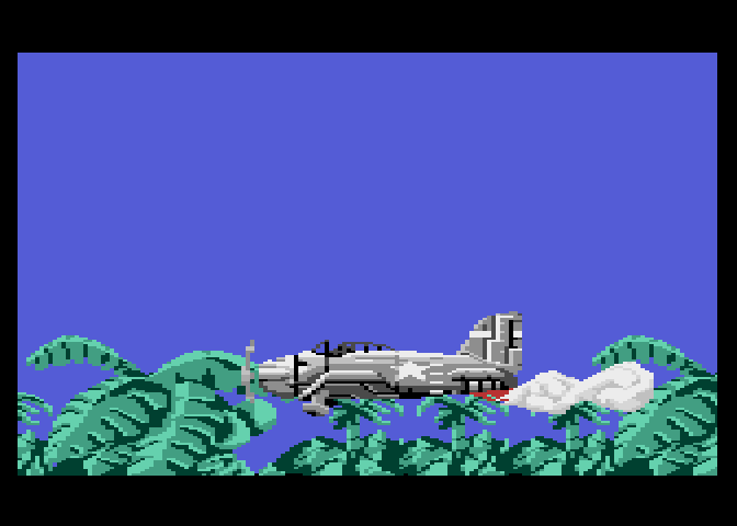 Ikari Warriors Atari 7800 Screenshot: Introduction; my plane crashes...