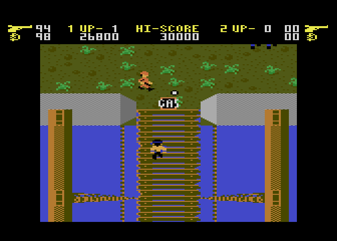 Ikari Warriors Atari 7800 Screenshot: The end of the bridge...