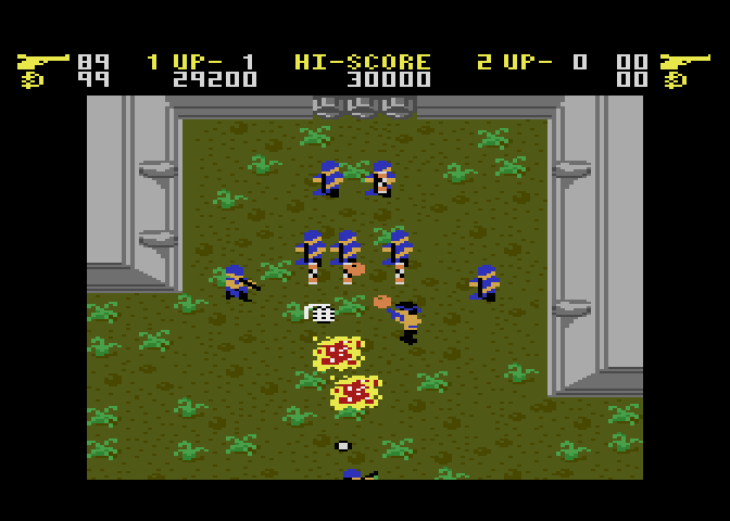 Ikari Warriors Atari 7800 Screenshot: Avoid the explosions!