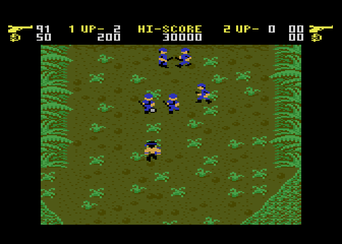 Ikari Warriors Atari 7800 Screenshot: Here come the first opponents...