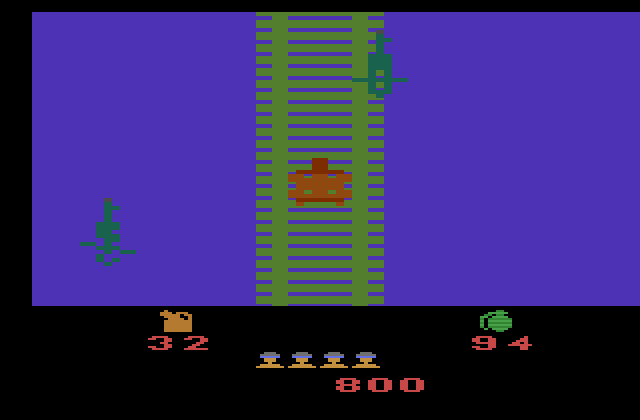Ikari Warriors Atari 2600 Screenshot: Glad I have a tank here!