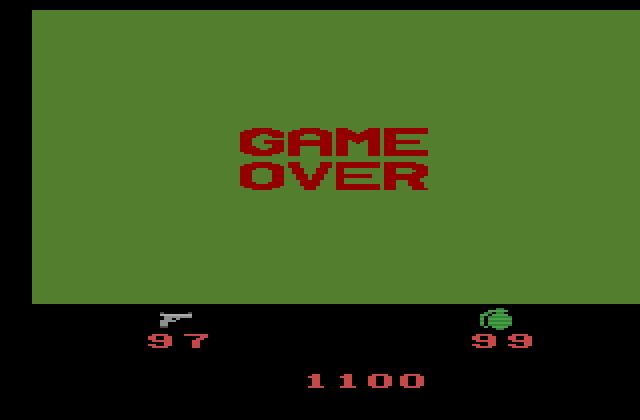Ikari Warriors Atari 2600 Screenshot: Game over.