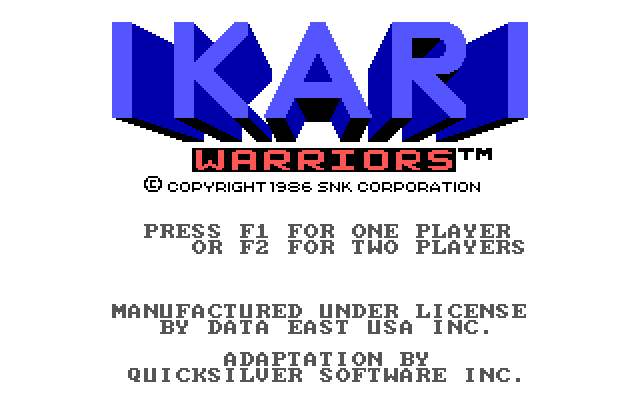 Ikari Warriors IBM PC/Compatibles Screenshot: Title screen.