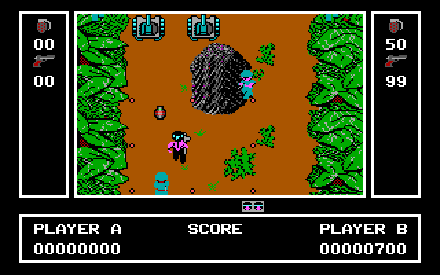 Ikari Warriors IBM PC/Compatibles Screenshot: Don't get hit by grenades and other debris.