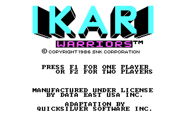 Ikari Warriors IBM PC/Compatibles Screenshot: Title screen.