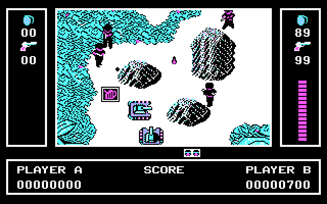 Ikari Warriors IBM PC/Compatibles Screenshot: Driving a tank.