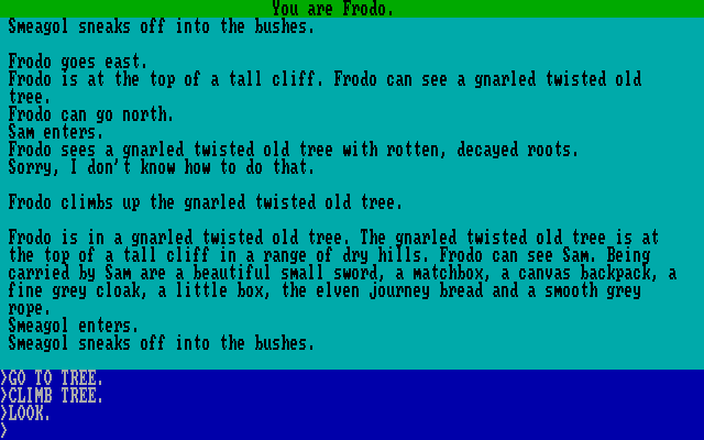 Shadows of Mordor, The IBM PC/Compatibles Screenshot: Climbing a tree to take a look around.