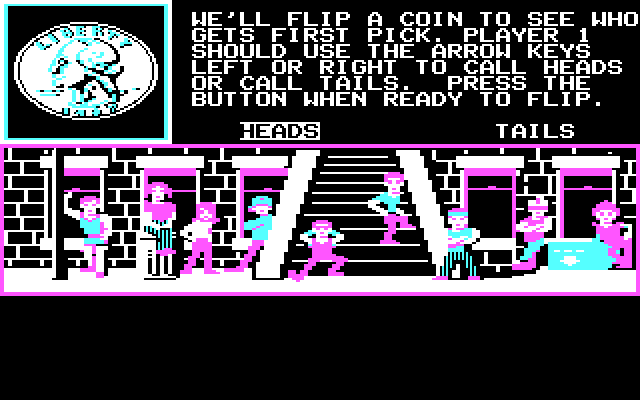 Street Sports Soccer IBM PC/Compatibles Screenshot: Flip a coin to see who can pick their team first...