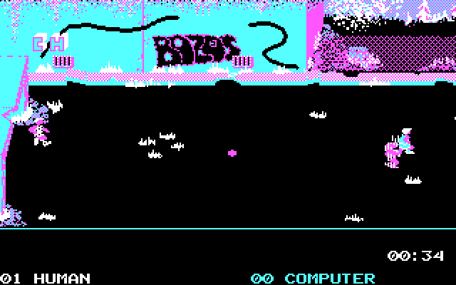 Street Sports Soccer IBM PC/Compatibles Screenshot: The goalie stopped the ball, so the game continues...