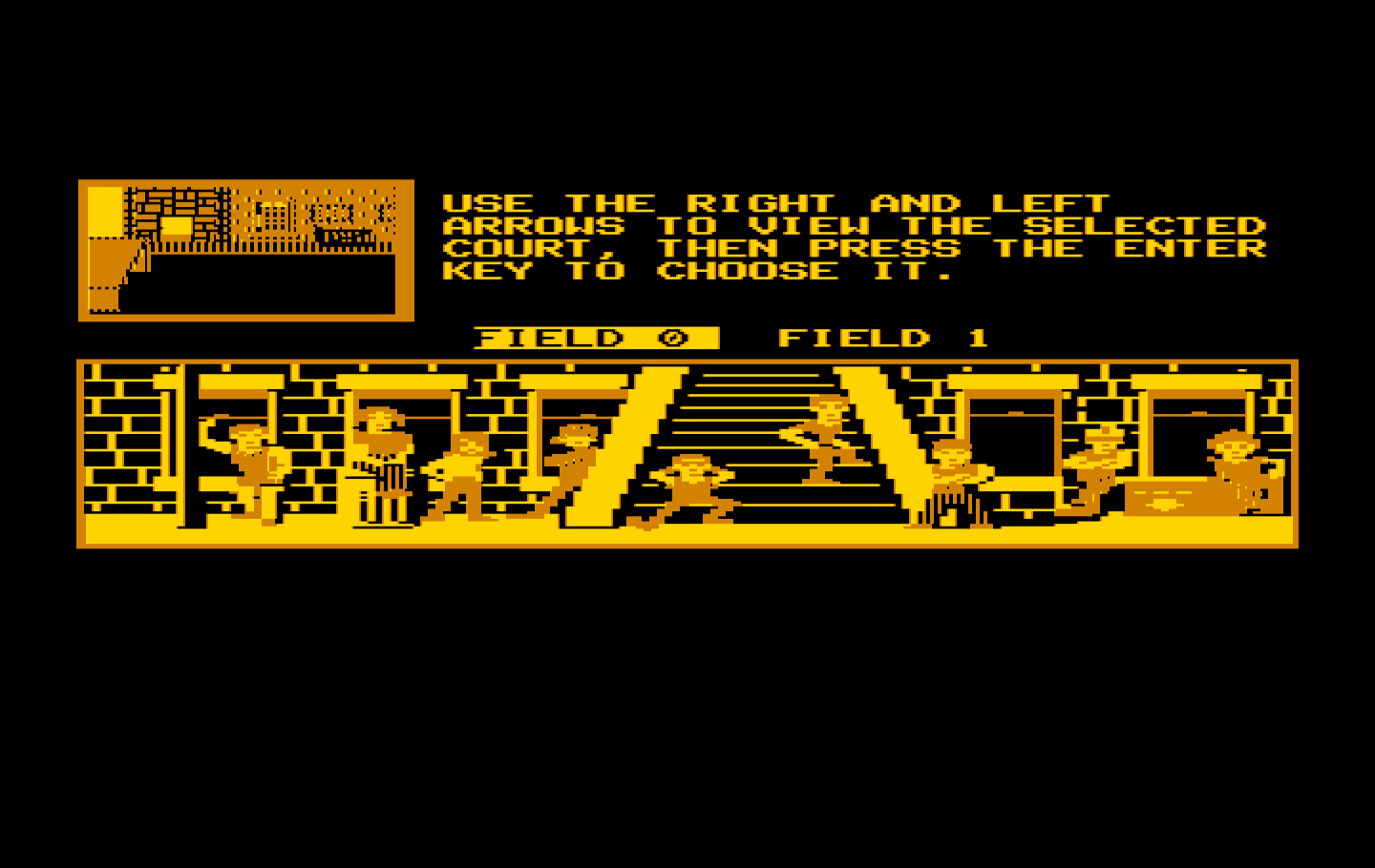 Street Sports Soccer IBM PC/Compatibles Screenshot: First, select a field to play on...